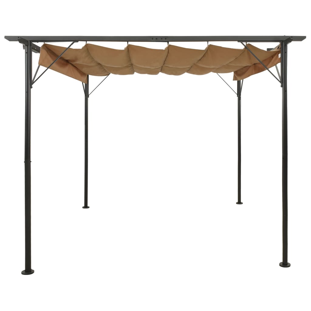 Pergola ogrodowa ze zwijanym dachem, taupe, 3x3 m, 180 g/m²