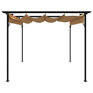 Pergola se zatahovací střechou taupe 3 x 3 m ocel 180 g/m² - obrázek 2