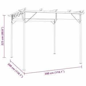 Pergola se zatahovací střechou taupe 3 x 3 m ocel 180 g/m² - obrázek 6