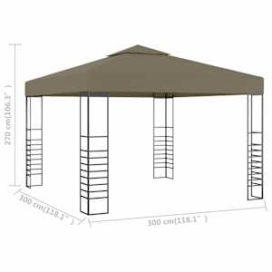 Zahradní altán 3 x 3 m taupe 180 g/m² - obrázek 5