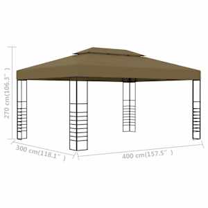 Altán se zatahovací střechou 3 x 4 m taupe 180 g/m² - obrázek 6