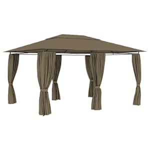 Zahradní altán se závěsy 4 x 3 m taupe 180 g/m² - obrázek 1