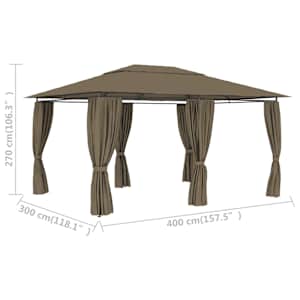 Zahradní altán se závěsy 4 x 3 m taupe 180 g/m² - obrázek 9
