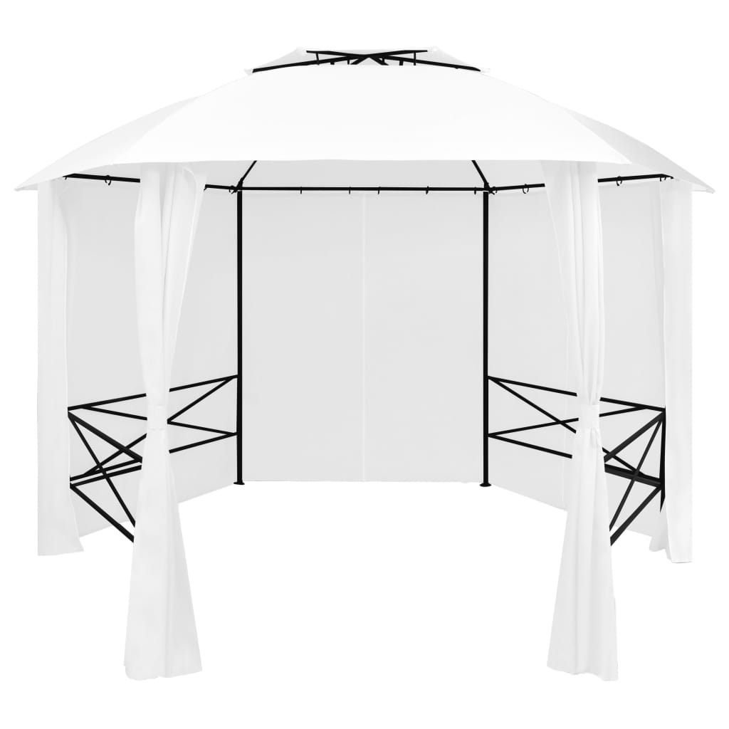 vidaXL Pavilion de grădină cu perdele, alb, 360x312x265 cm, 180 g/m² de la vidaxl imagine noua