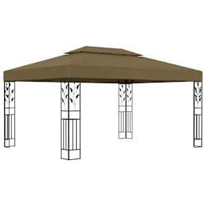 vidaXL varjualune, topeltkatusega, 3 x 4 m, pruunikashall, 180 g/m&sup2;