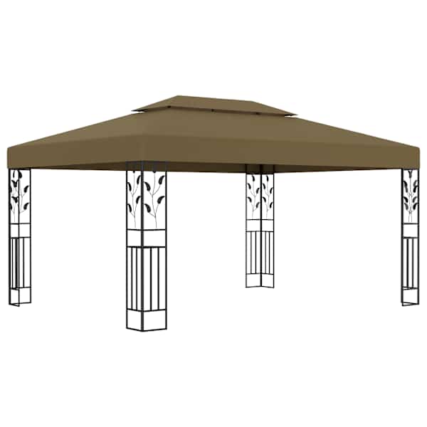 vidaXL varjualune, topeltkatusega, 3 x 4 m, pruunikashall, 180 g/m&sup2;