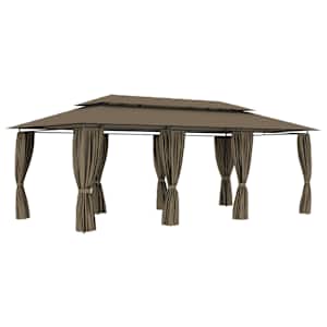 vidaXL varikatus kardinatega, 600 x 298 x 270 cm, pruunikas, 180 g/m&sup2;