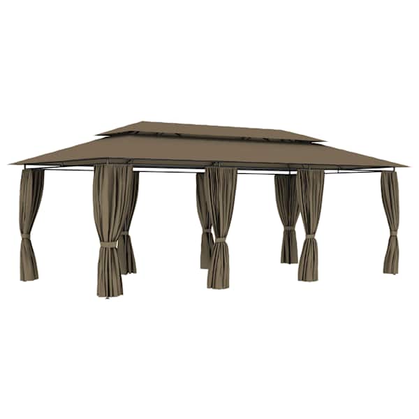 vidaXL varikatus kardinatega, 600 x 298 x 270 cm, pruunikas, 180 g/m&sup2;