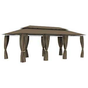 Altán se závěsy 600 x 298 x 270 cm taupe 180 g/m² - obrázek 1