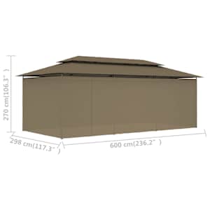 Altán se závěsy 600 x 298 x 270 cm taupe 180 g/m² - obrázek 9
