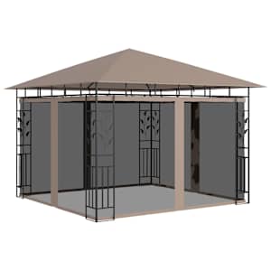 vidaXL varjualune s&auml;&auml;sev&otilde;rguga, 3x3x2,73 m, pruunikashall, 180 g/m&sup2;