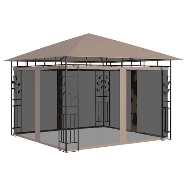 vidaXL varjualune s&auml;&auml;sev&otilde;rguga, 3x3x2,73 m, pruunikashall, 180 g/m&sup2;