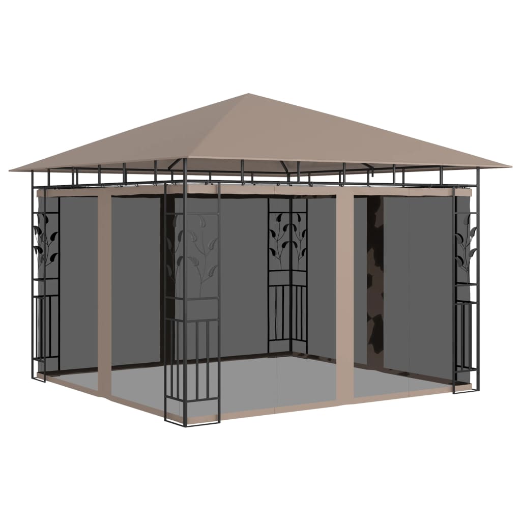 vidaXL pavillon med myggenet 3x3x2,73 m 180 g/m² gråbrun