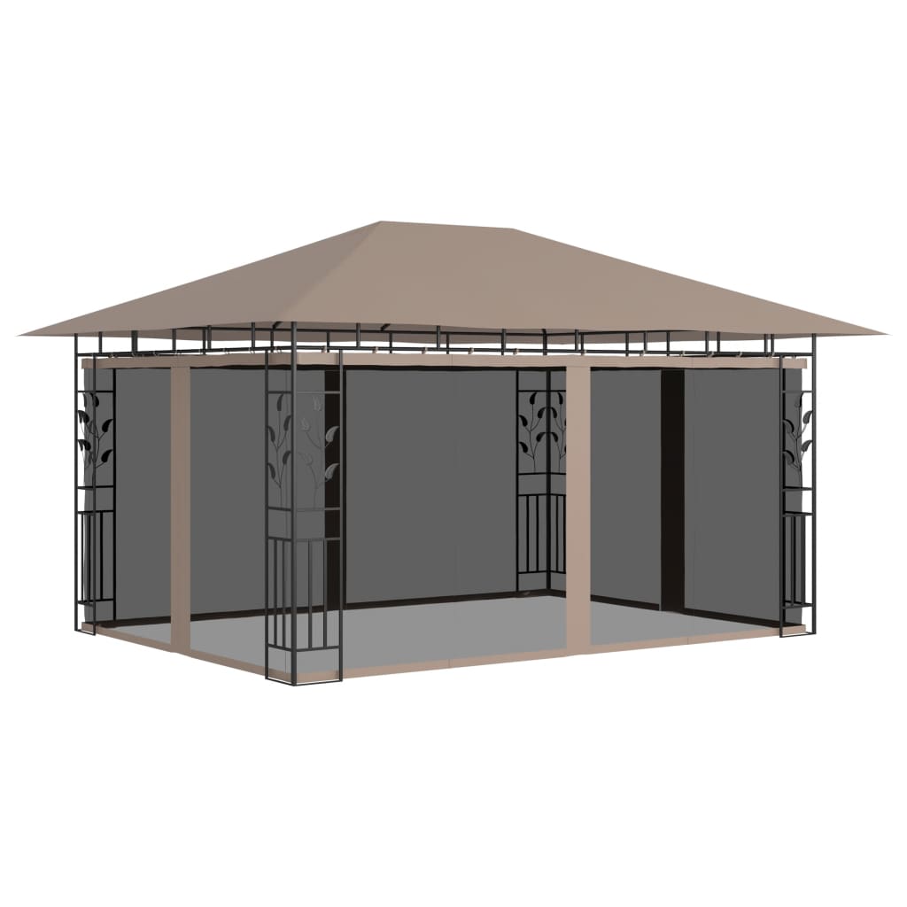 Pavillon mit Moskitonetz 4x3x2,73 m Taupe 180 g/m² kaufen