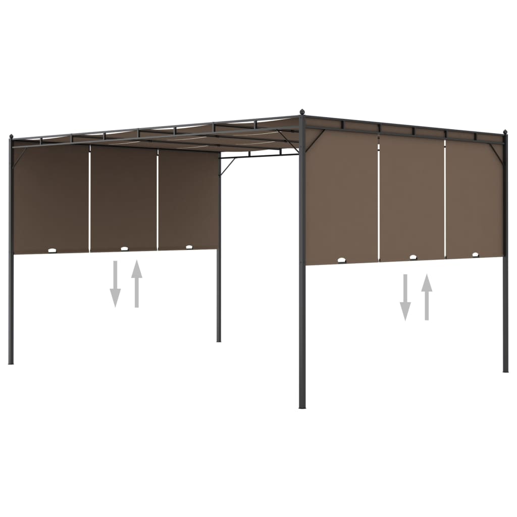 vidaXL Gartenpavillon mit Seitenvorhang 4x3x2,25 m Taupe