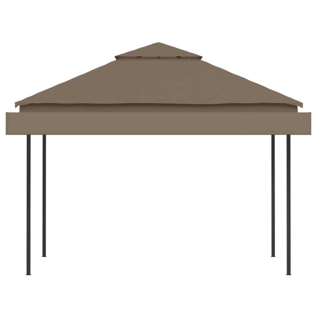 vidaXL Gazebo with Double Extending Roofs 118.1"x118.1"x108.3" Taupe 180g/m2