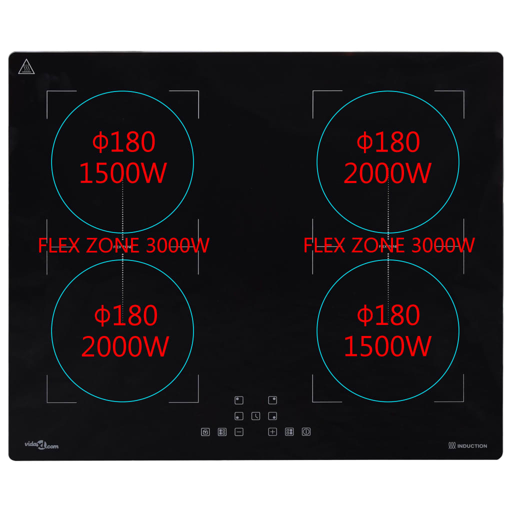 vidaXL Induktionshäll Flexizone touchkontroll inbyggd 3000 W 60 cm