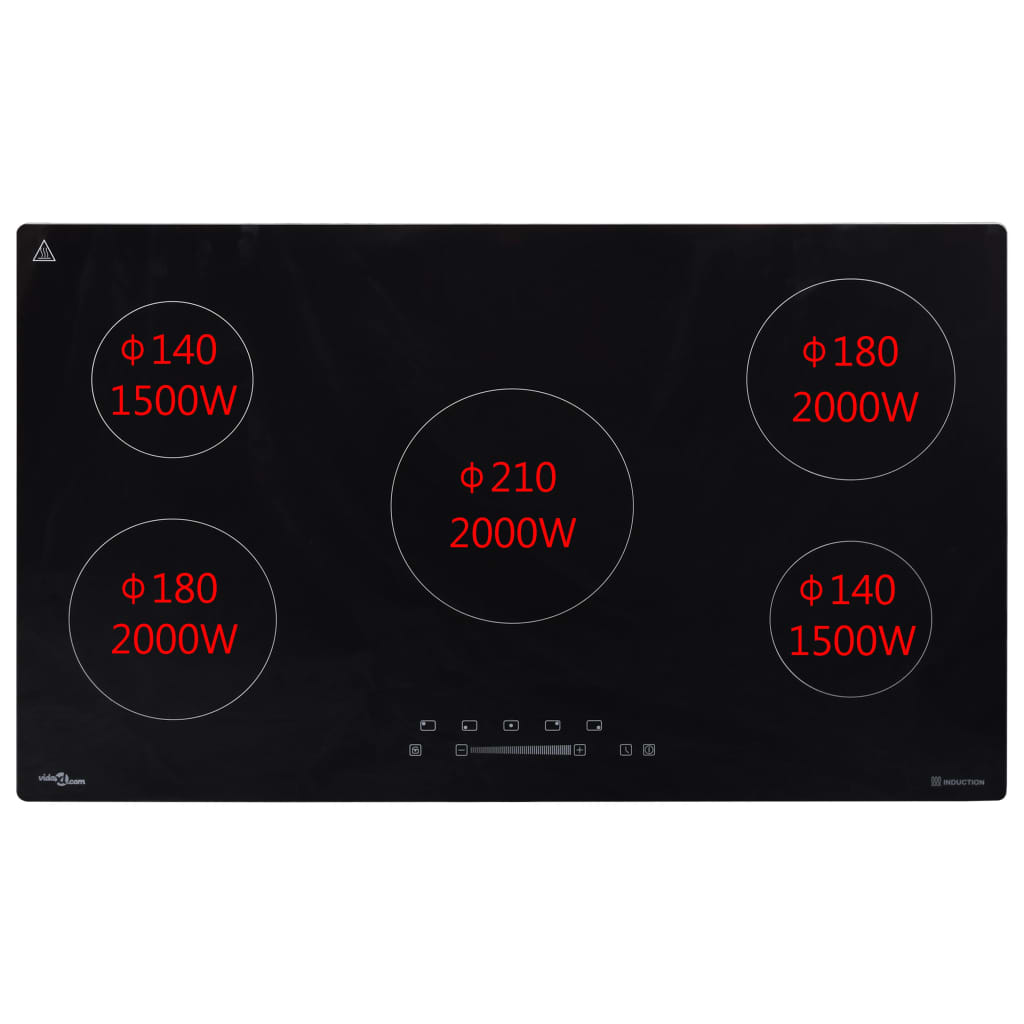 vidaXL Built-in Induction Hob Touch Control Glass 2000 W 86 cm
