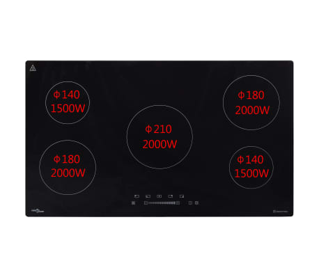 vidaXL Built-in Induction Hob Touch Control Glass 2000 W 86 cm