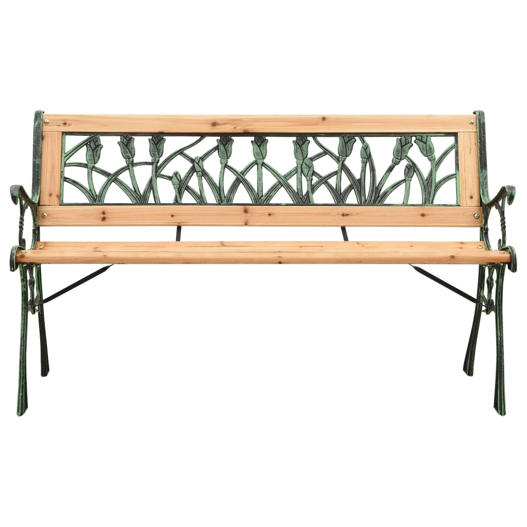 vidaXL öntöttvas és tömör fenyőfa kerti pad 122 cm