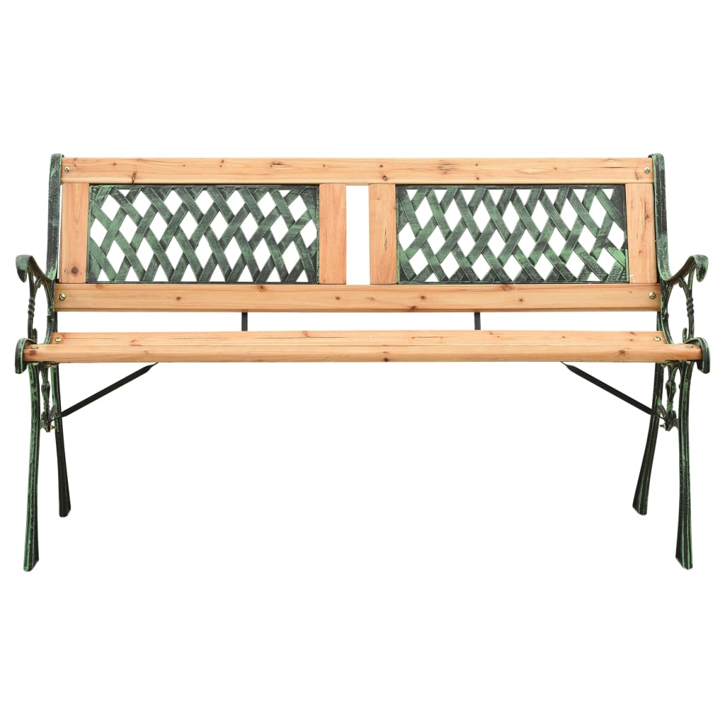 vidaXL öntöttvas és tömör fenyőfa kerti pad 122 cm