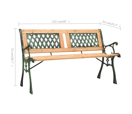 vidaXL Garden Bench 122 cm Cast Iron and Solid Firwood | vidaXL.ie