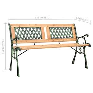 Zahradní lavice 122 cm litina a masivní jedlové dřevo - obrázek 6