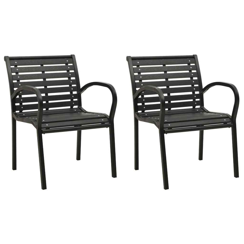Image of vidaXL Garden Chairs 2 pcs Steel and WPC Black