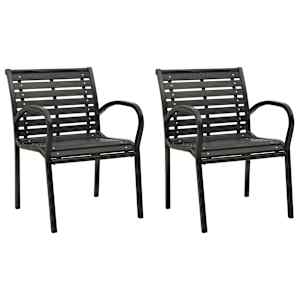 Vrtni stoli 2 kosa jeklo in WPC črni