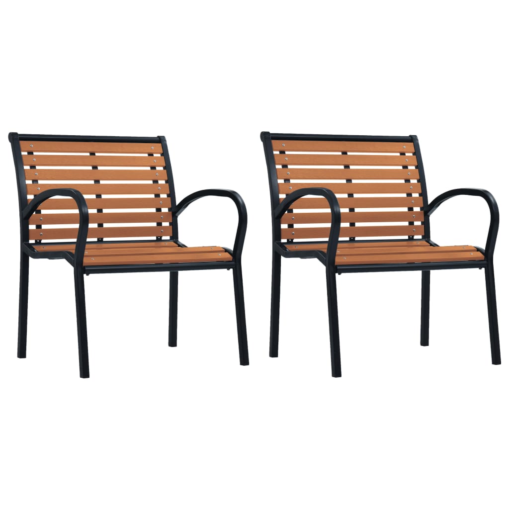 Image of vidaXL Garden Chairs 2 pcs Steel and WPC Black and Brown