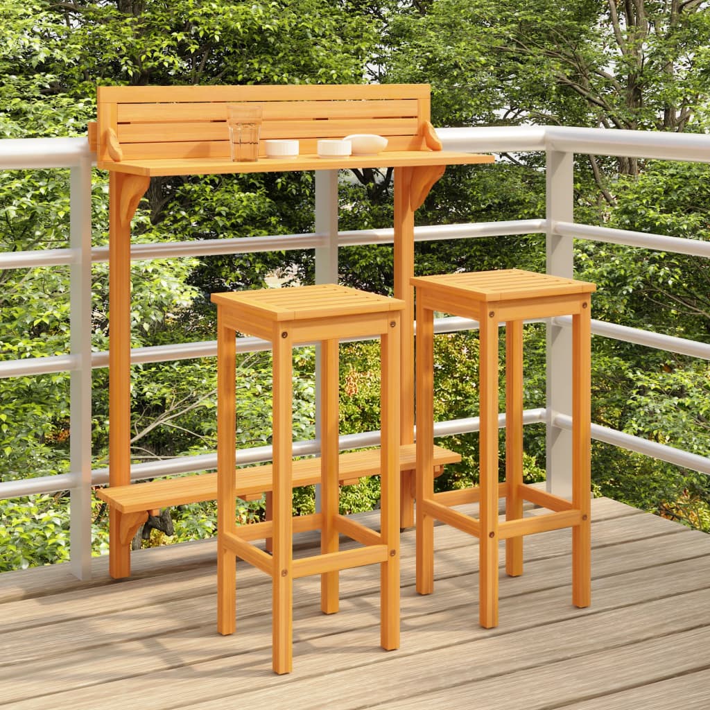 Vidaxl Set Mobilier Bar De Balcon, 3 Piese, Lemn Masiv De Acacia