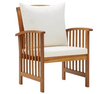 vidaXL Garden Chairs with Cushions 2 pcs Solid Acacia Wood