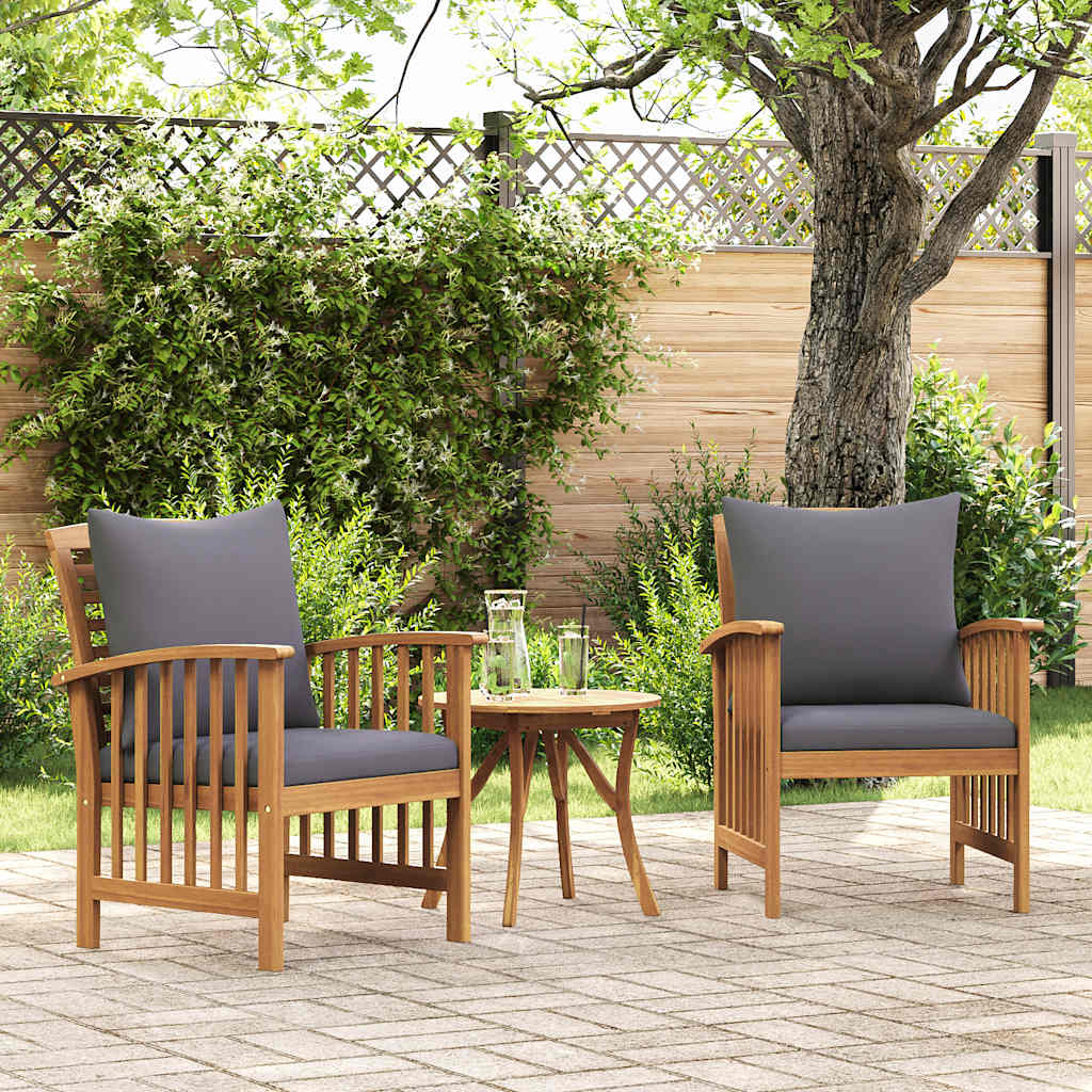 vidaXL Gartenstühle mit Kissen 2 Stk. Akazie Massivholz
