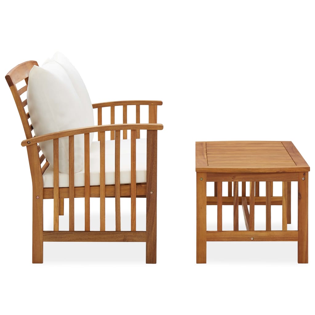 Set mobilier de grădină cu perne, 2 piese, lemn masiv de acacia