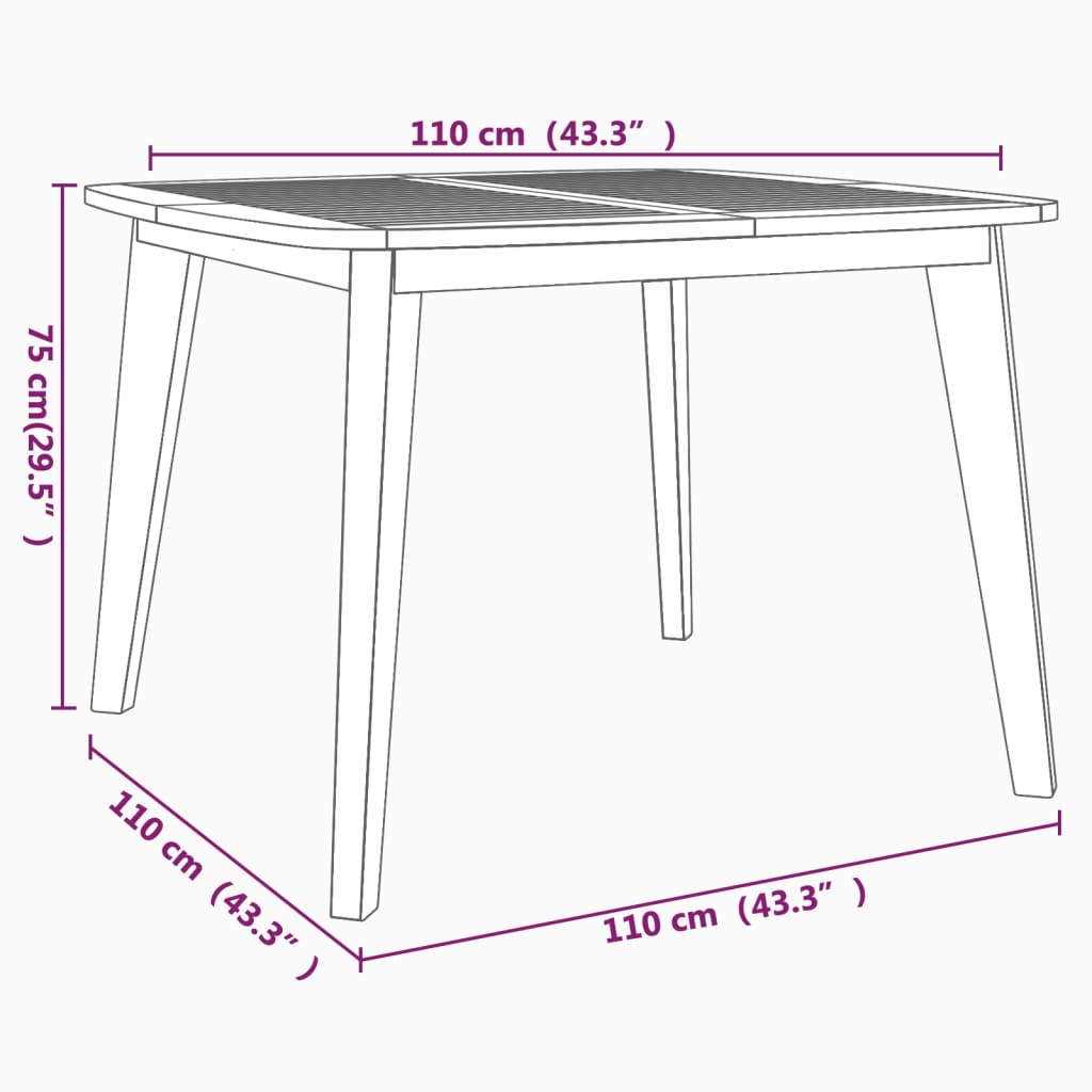 Garden Table 110x110x75 Cm Solid Wood Acacia VidaXL 19 width=274