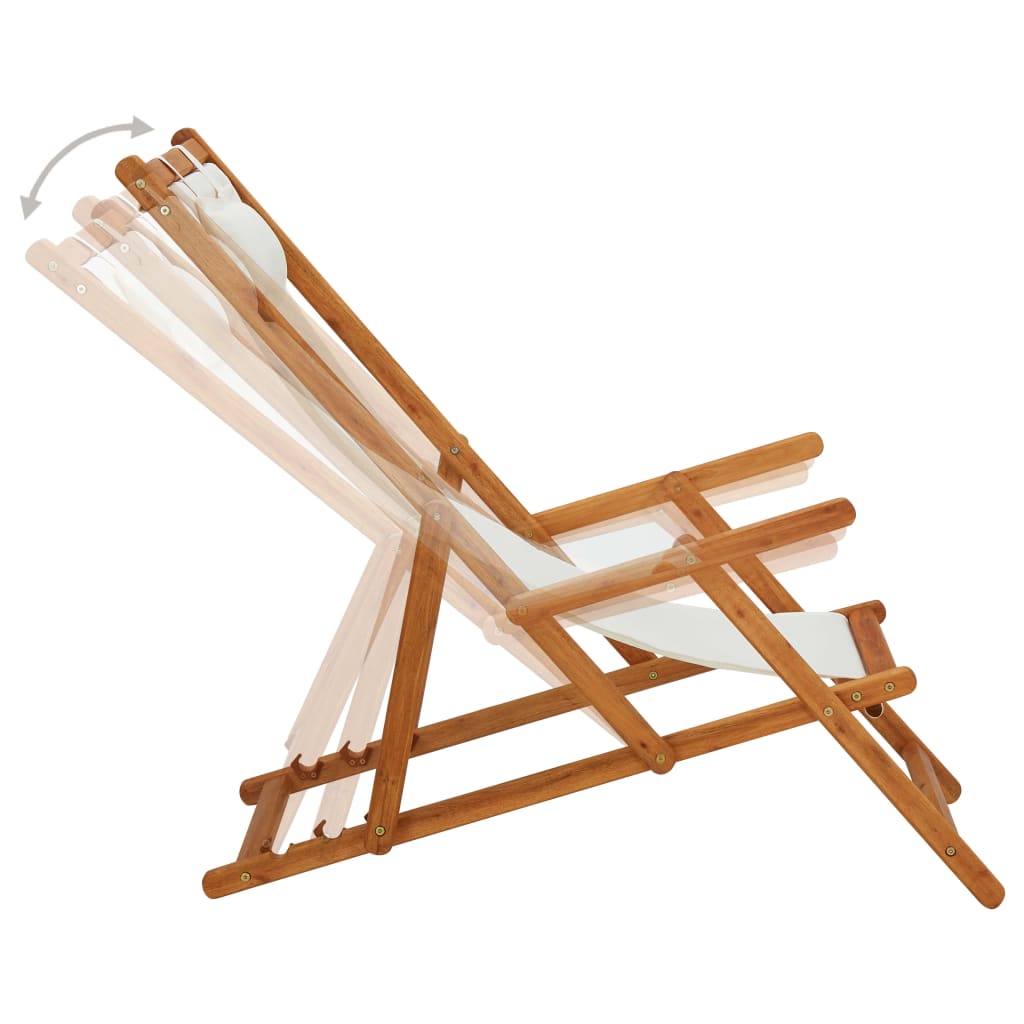 Thumbnail - vidaXL Klappbarer Strandstuhl Eukalyptus Massivholz und Stoff Creme