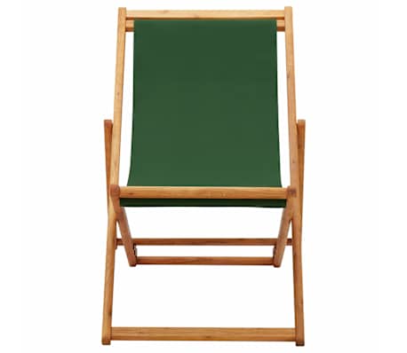 vidaXL Folding Chair Eucalyptus Wood and Fabric Green