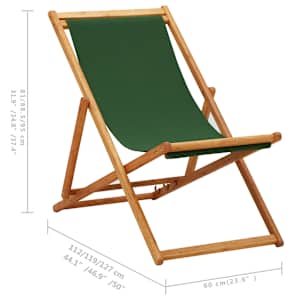 Skládací plážové křeslo eukalyptové dřevo a textil zelené - obrázek 9