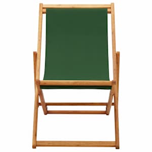 vidaXL Folding Chair Eucalyptus Wood and Fabric Green