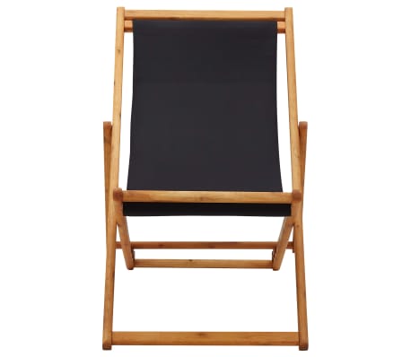 vidaXL Chaise pliable de plage bois d'eucalyptus et tissu noir