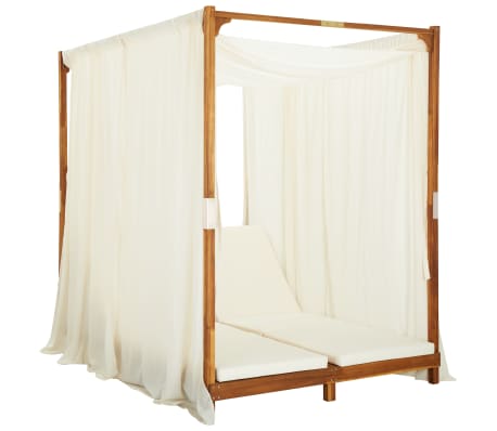 vidaXL Dvojit&eacute; z&aacute;hradn&eacute; ležadlo so z&aacute;vesmi a vank&uacute;&scaron;mi ak&aacute;ciov&yacute; mas&iacute;v