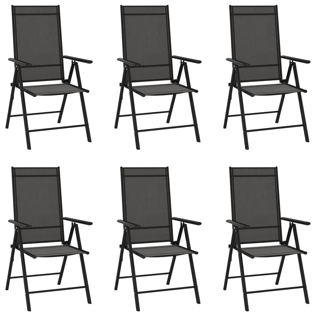 Photos - Garden Furniture VidaXL Folding Patio Chairs 6 pcs Textilene Black 