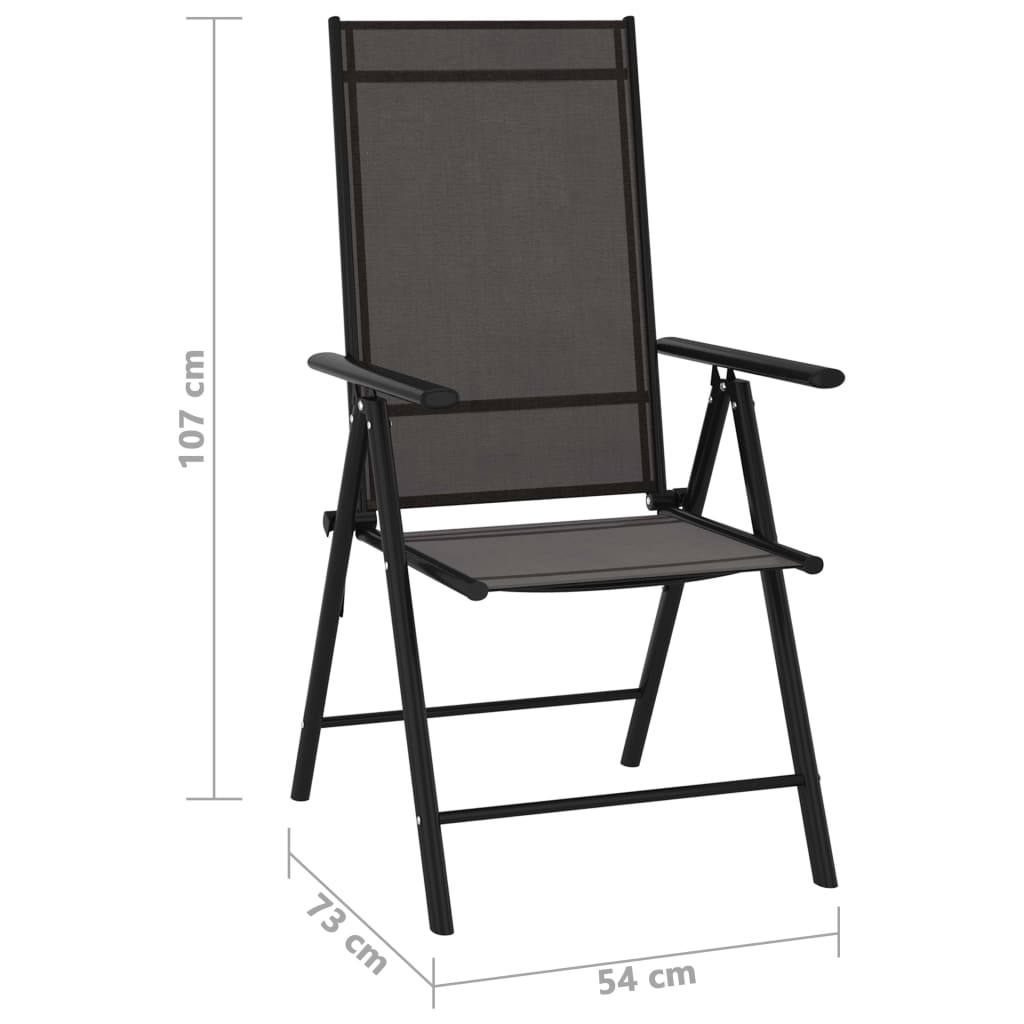 8 db fekete összecsukható textilén kerti szék 