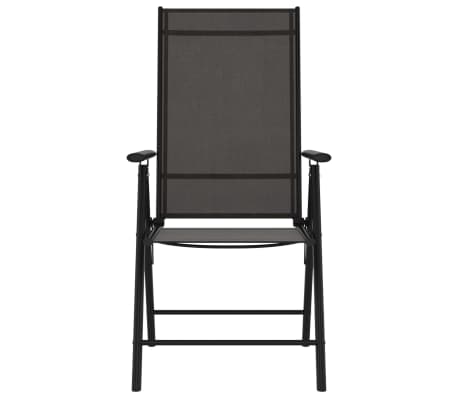 vidaXL Сгъваеми градински столове, 8 бр, Textilene, черни