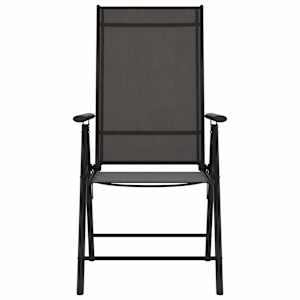 vidaXL Sulankstomos sodo kėdės, 8vnt., juodos spalvos, tekstilenas