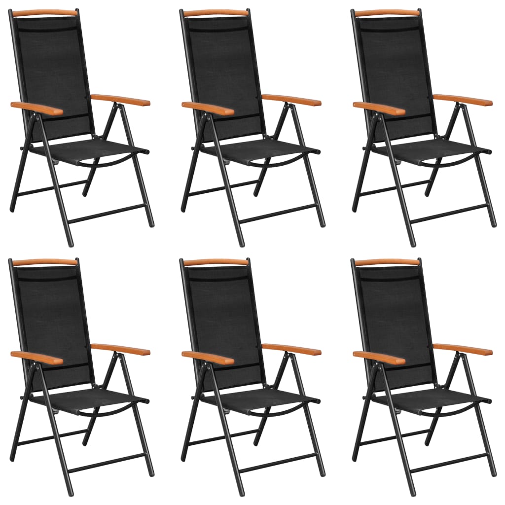 vidaXL Chaises de jardin pliables 6 pcs Textilène Noir