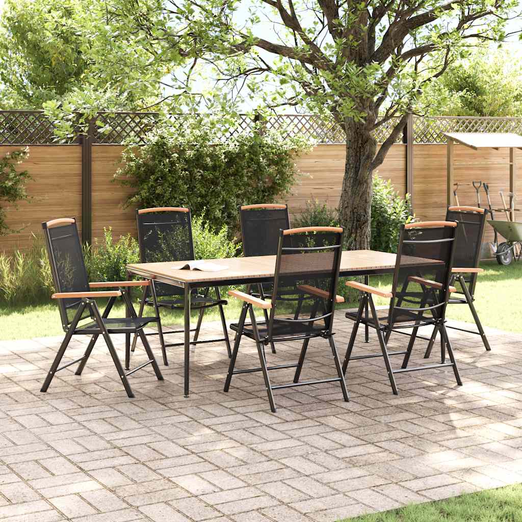 vidaXL Tuinstoelen 6 st inklapbaar textileen zwart