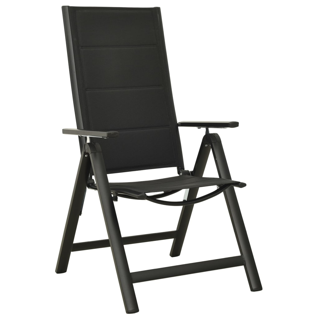 vidaXL Tuinstoelen 2 st inklapbaar textileen aluminium zwart afbeelding
