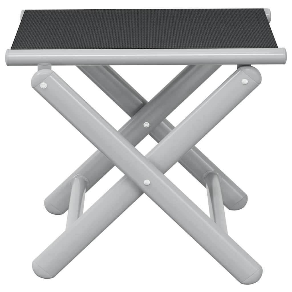 Folding Footrest Black And Silver Textilene And Aluminium VidaXL 14 width=274