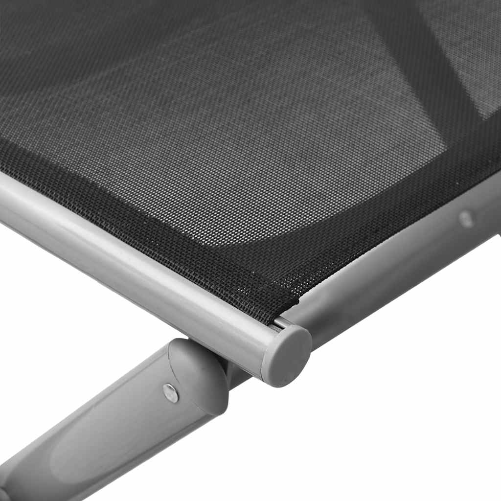 Folding Footrest Black And Silver Textilene And Aluminium VidaXL 16 width=274